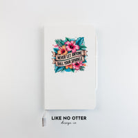 White Never Let Anyone Dull Your Sparkle Floral Lined Journal