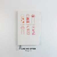 White Stay Pawsitive Cat Paws Lined Journal