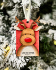 Handmade Reindeer Ornament - Red/Red