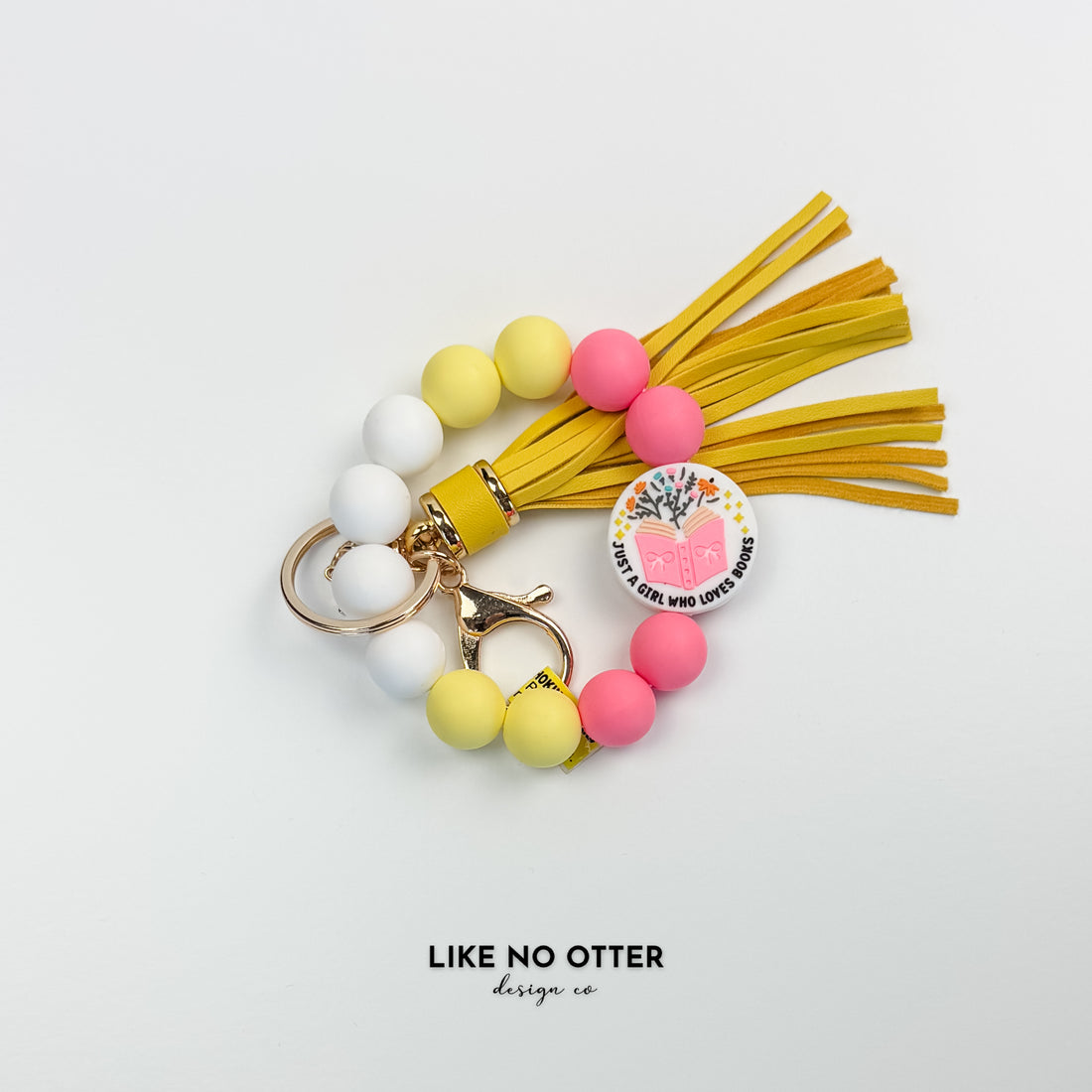 Pink, Yellow & White Bookish Silicone Wristlet