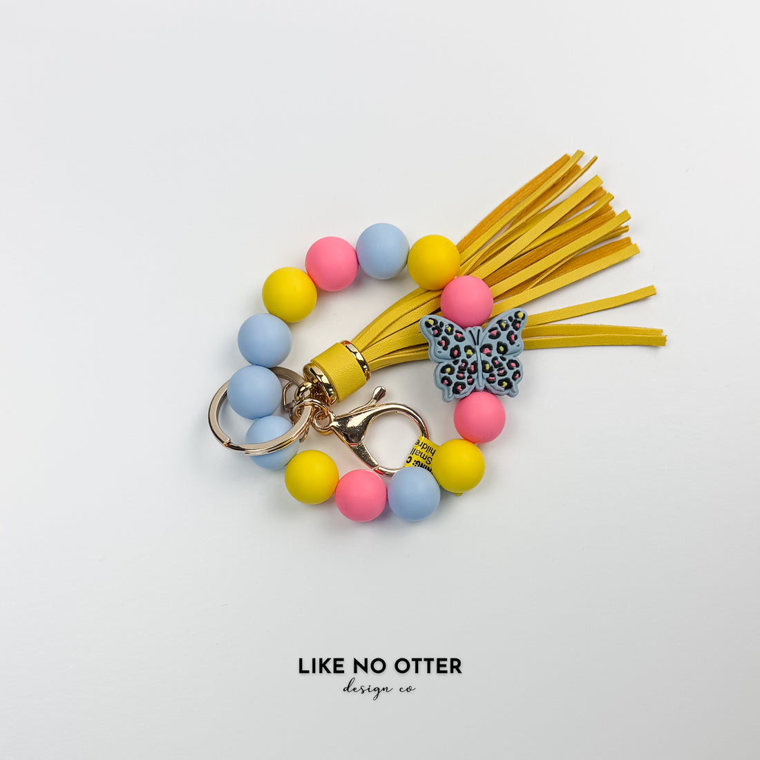 Blue, Yellow & Pink Butterfly Silicone Wristlet