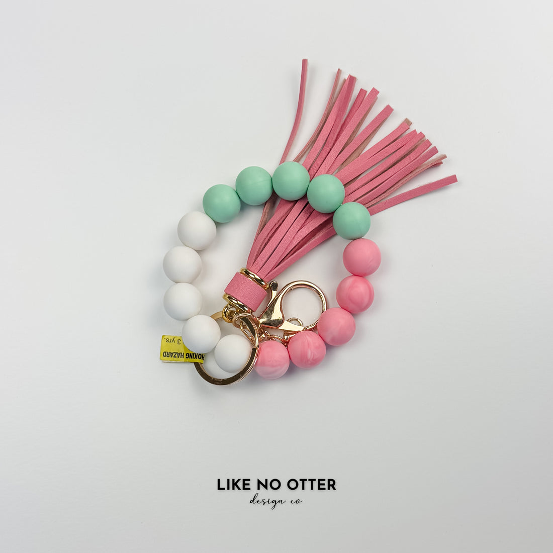 Pink Marble, Mint & White Silicone Wristlet