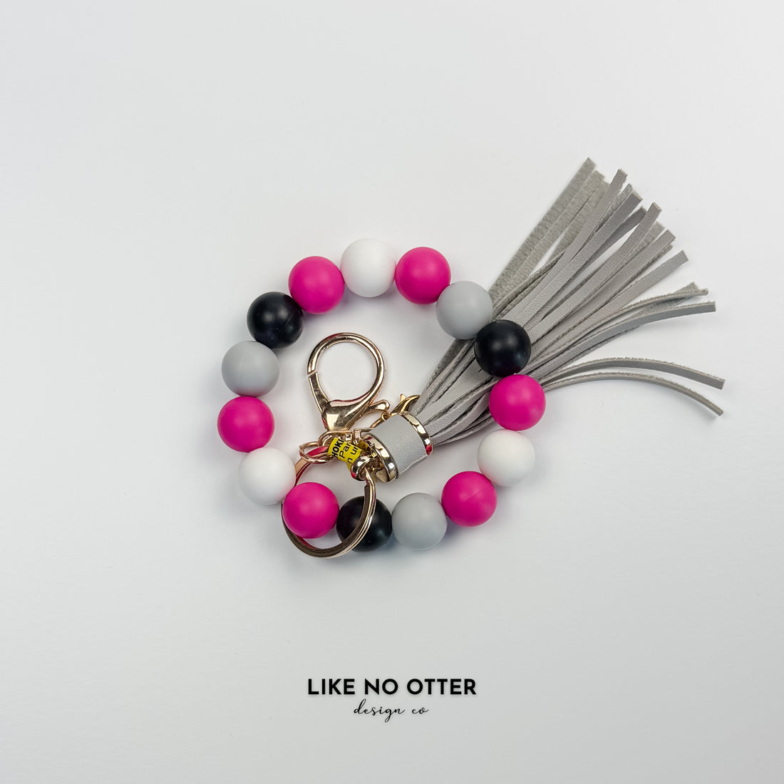 Magenta, Black, Grey & White Silicone Wristlet