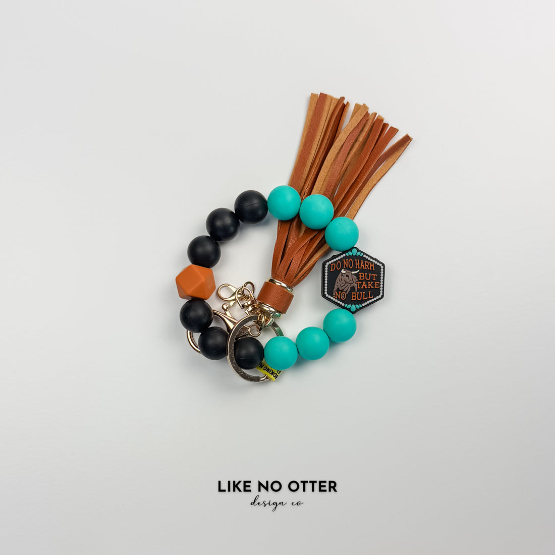 Teal, Black & Brown Take No Bull Silicone Wristlet