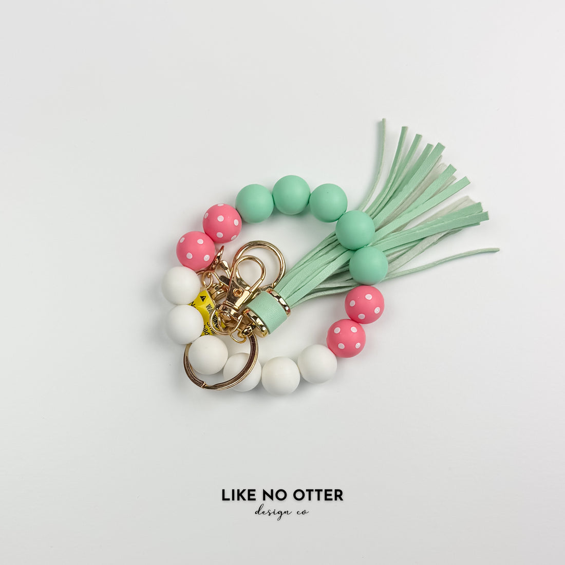 Pink & Mint Polka Dot Silicone Wristlet