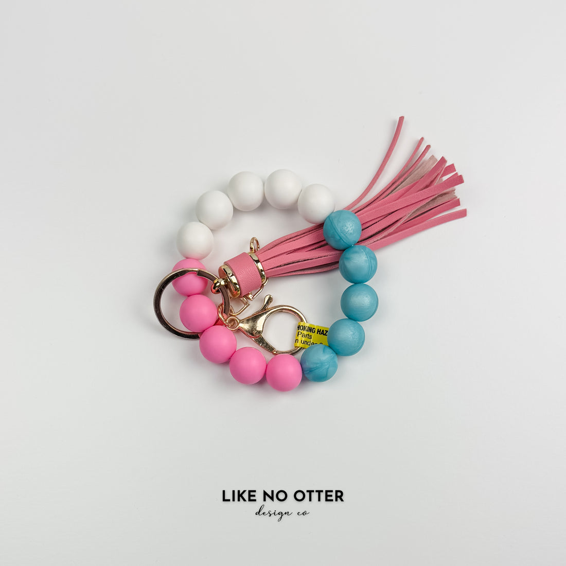 Pink, White & Pearl Blue Silicone Wristlet
