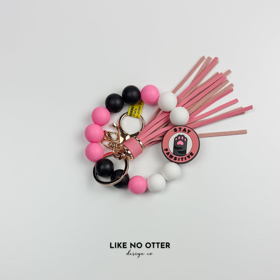 Pink & White Stay Pawsitive Silicone Wristlet