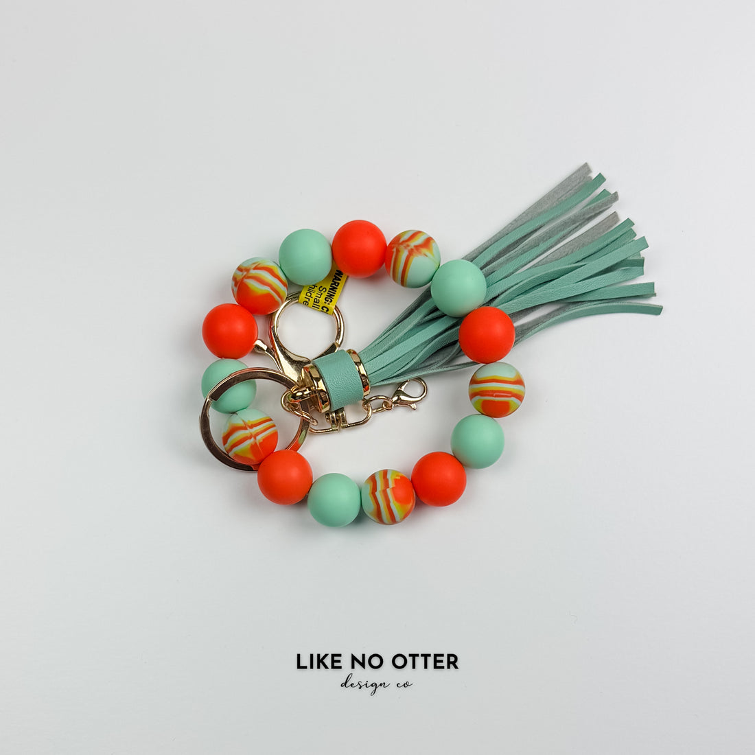 Orange & Mint Marbled Silicone Wristlet