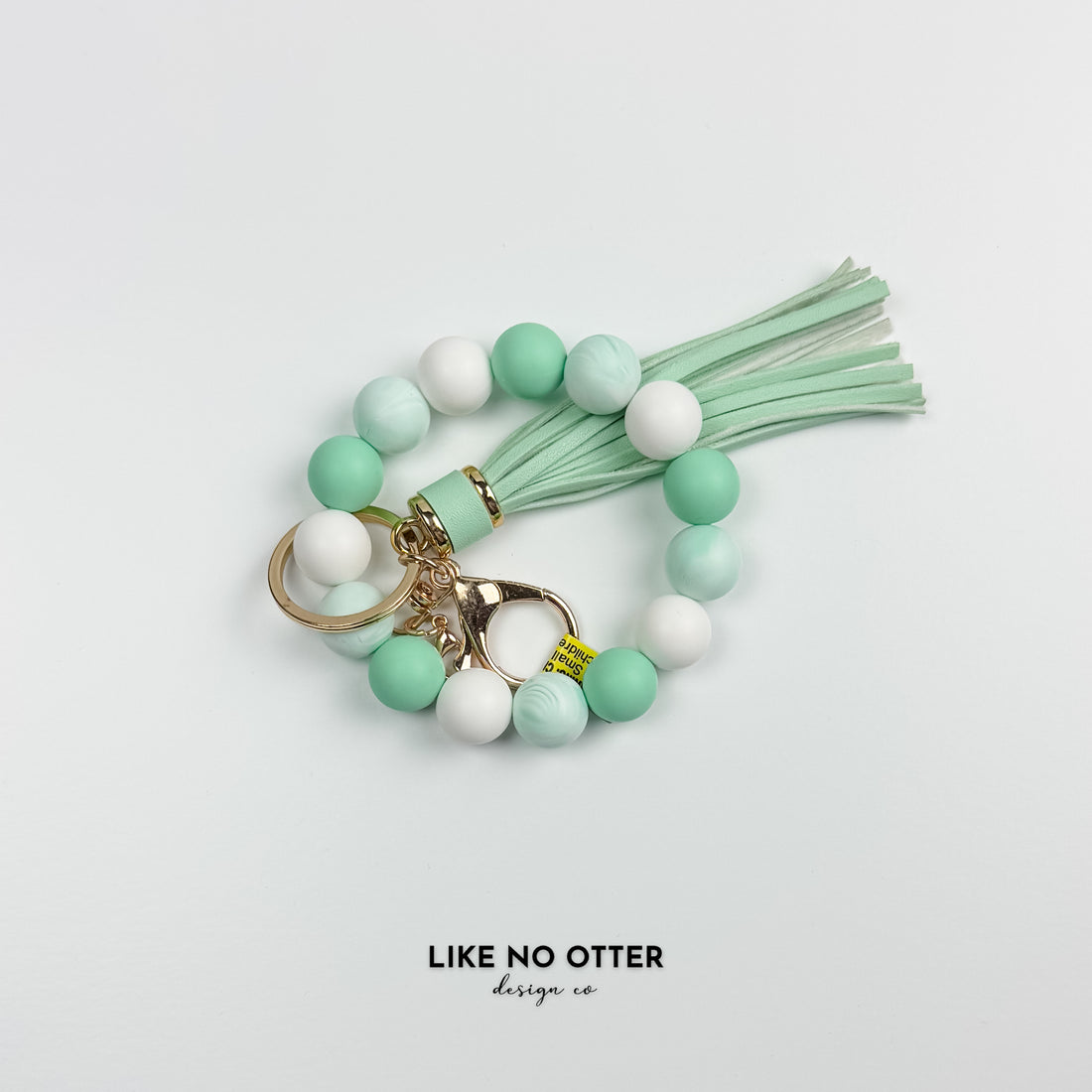 Marbled Mint & White Silicone Wristlet