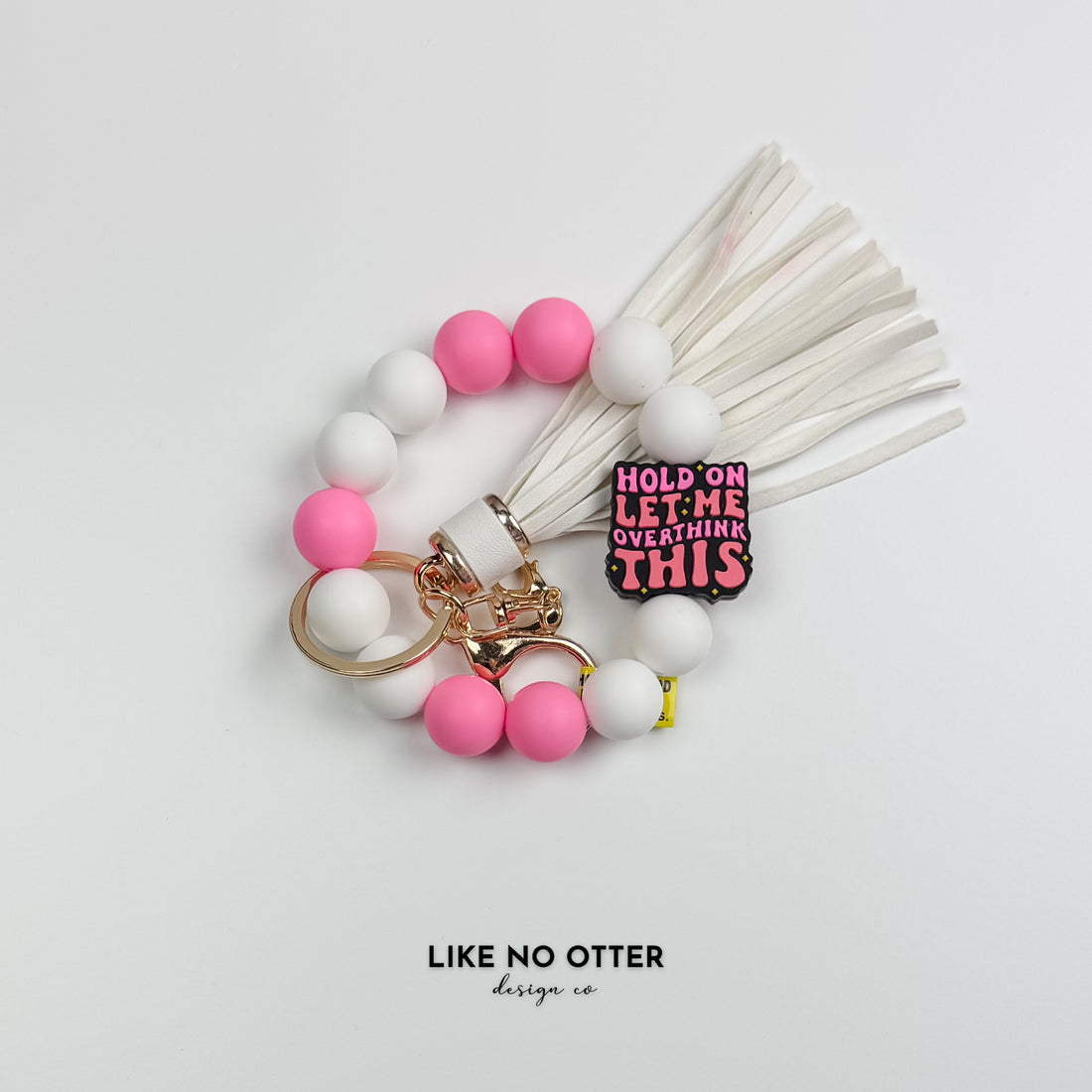Pink & White Overthink Silicone Wristlet