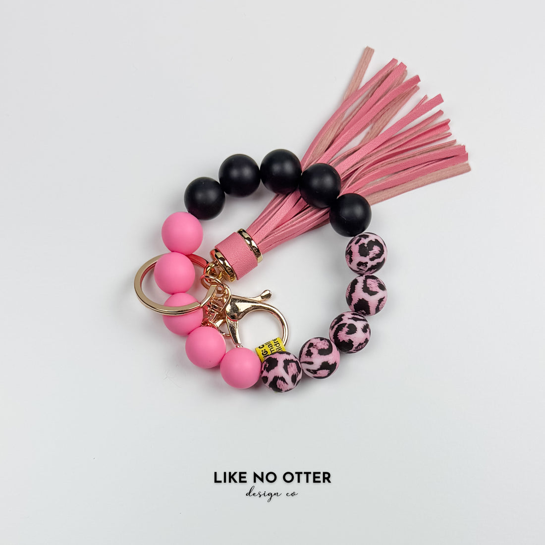 Pink & Black Leopard Print Silicone Wristlet