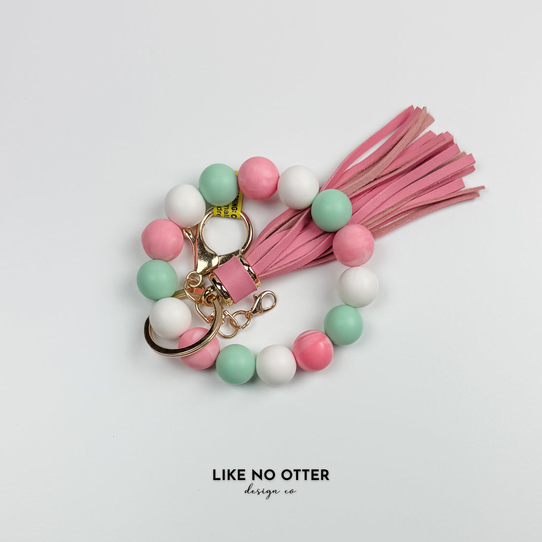 Pink Marble, White & Mint Silicone Wristlet