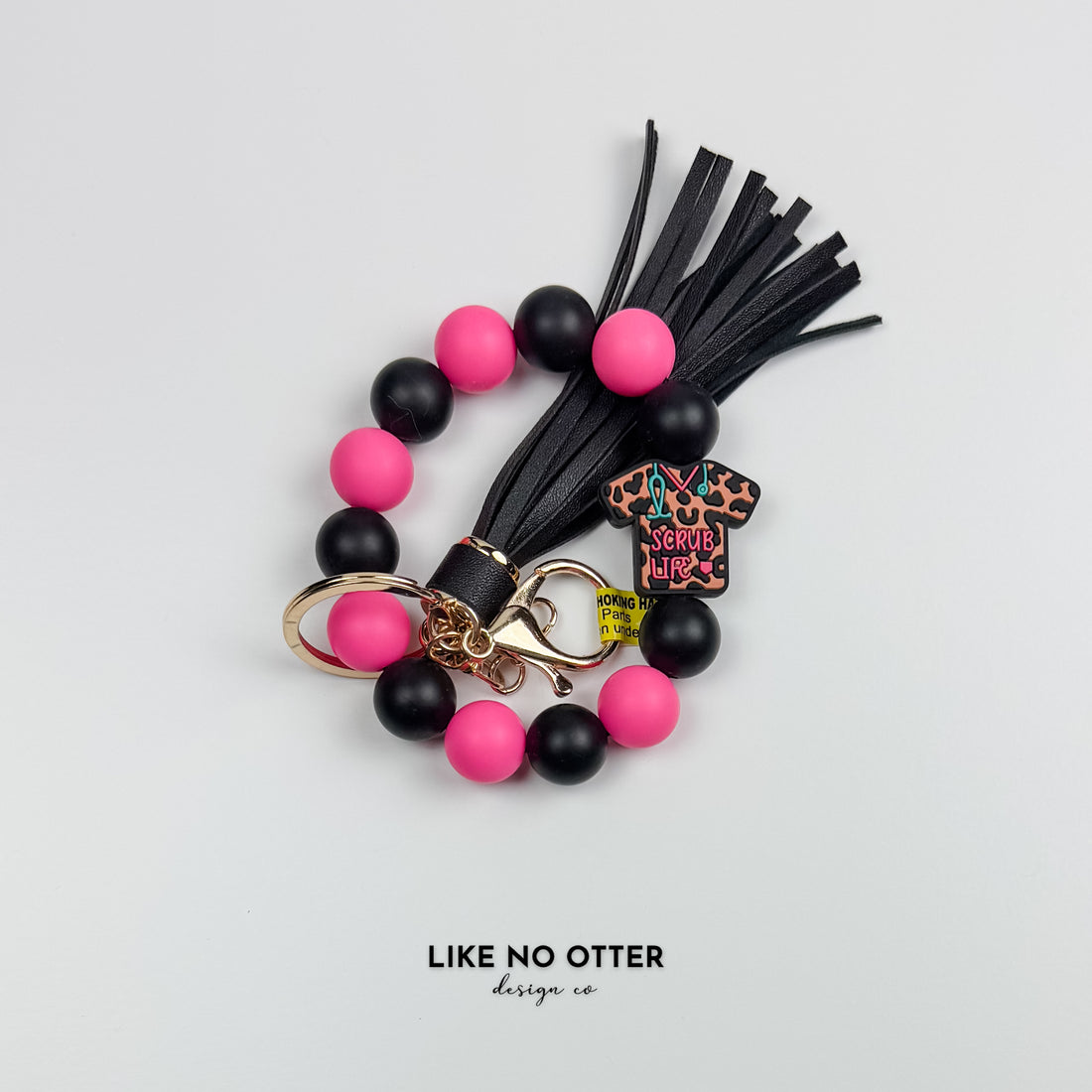 Pink & Black Scrub Life Cheetah Print Silicone Wristlet