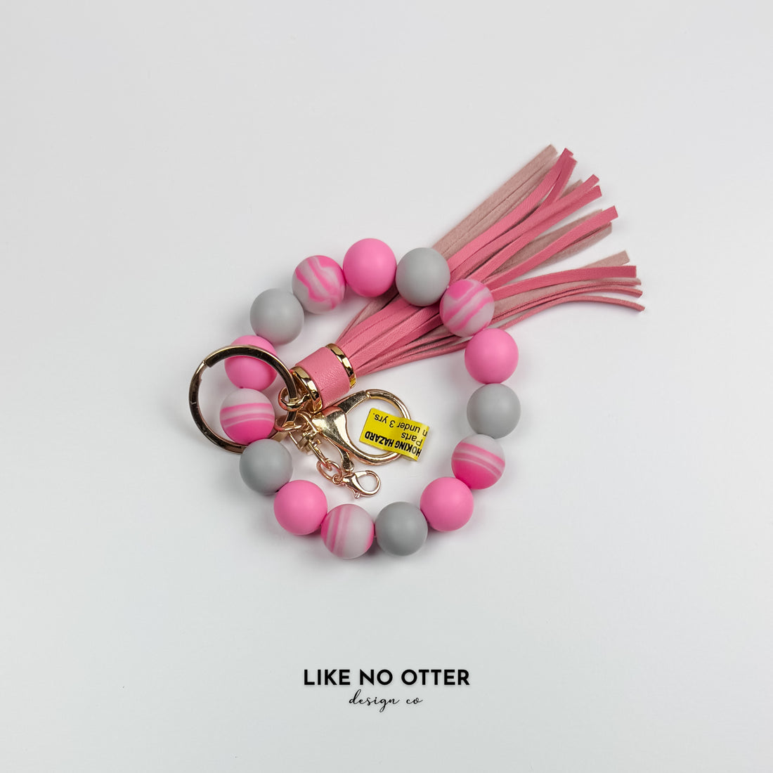 Pink & Grey Marbled Silicone Wristlet