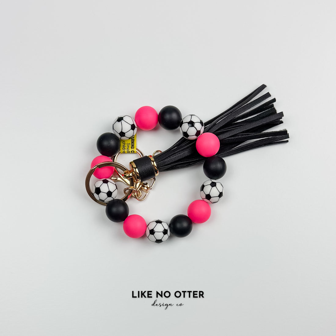 Pink & Black Soccer Silicone Wristlet