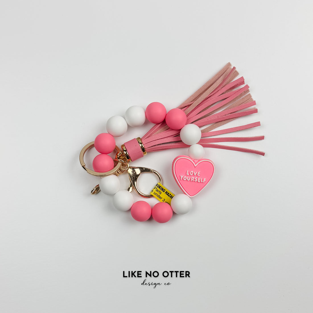Pink & White Love Yourself Silicone Wristlet