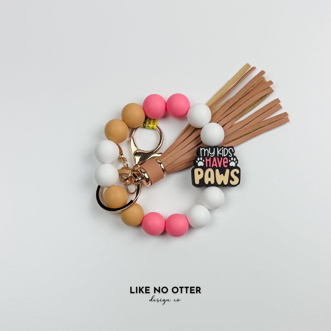 White & Pink My Kids Have Paws Silicone Wristlet