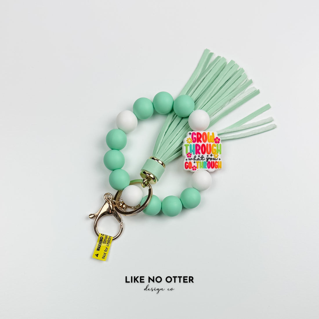 Mint & White Grow Through What You Go Through Silicone Wristlet