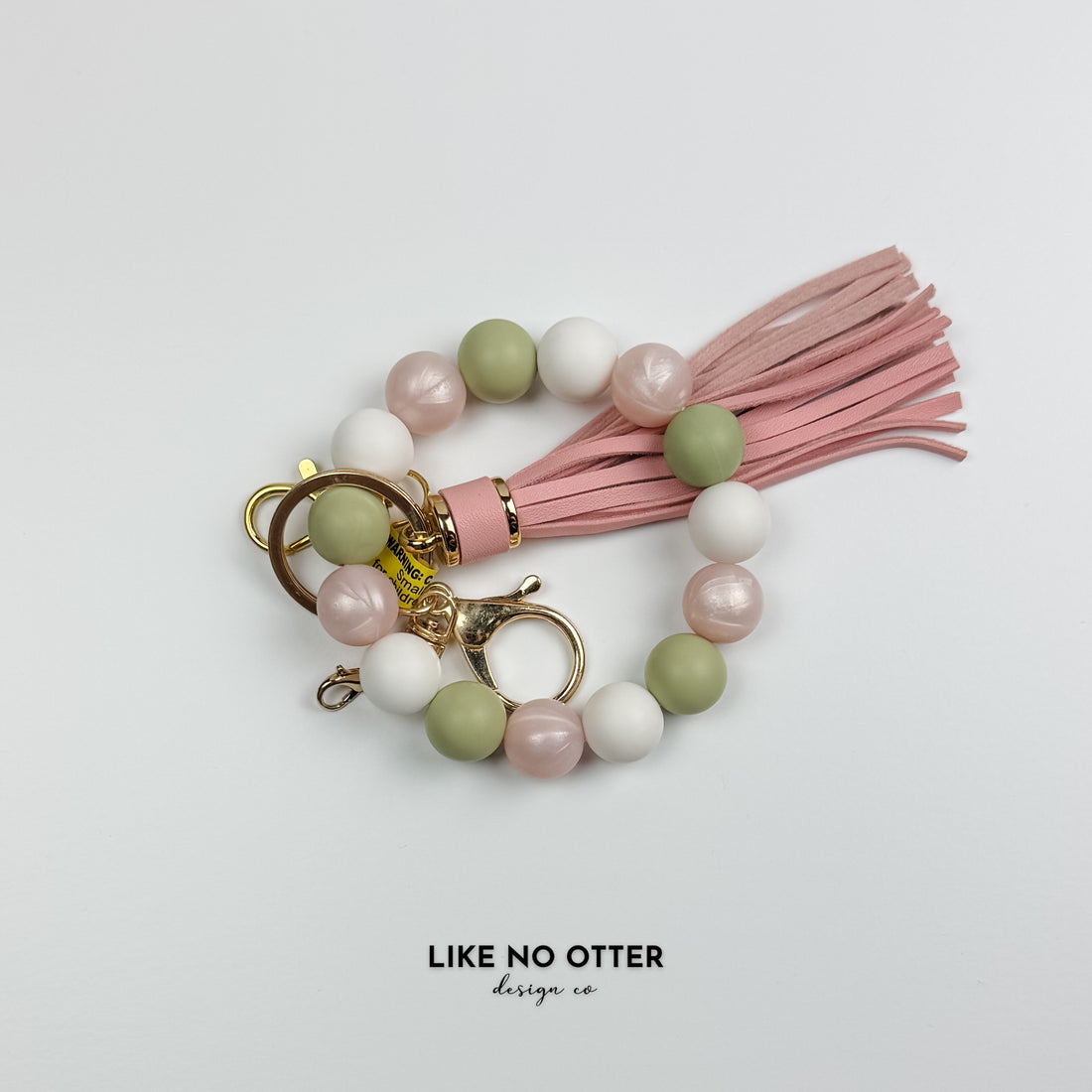 Pearl Pink, Green & White Silicone Wristlet