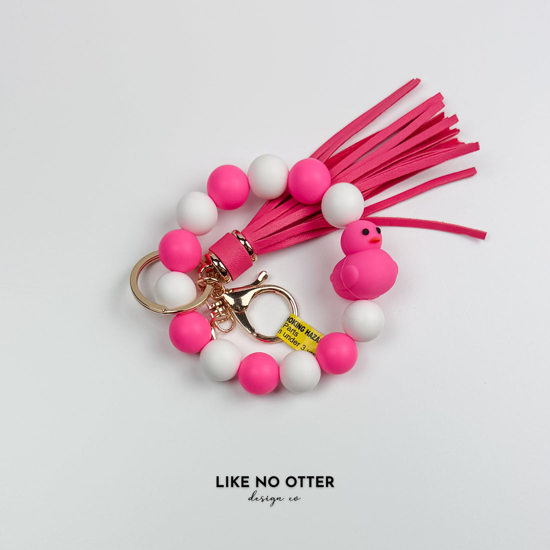 Pink & White Rubber Duck Silicone Wristlet