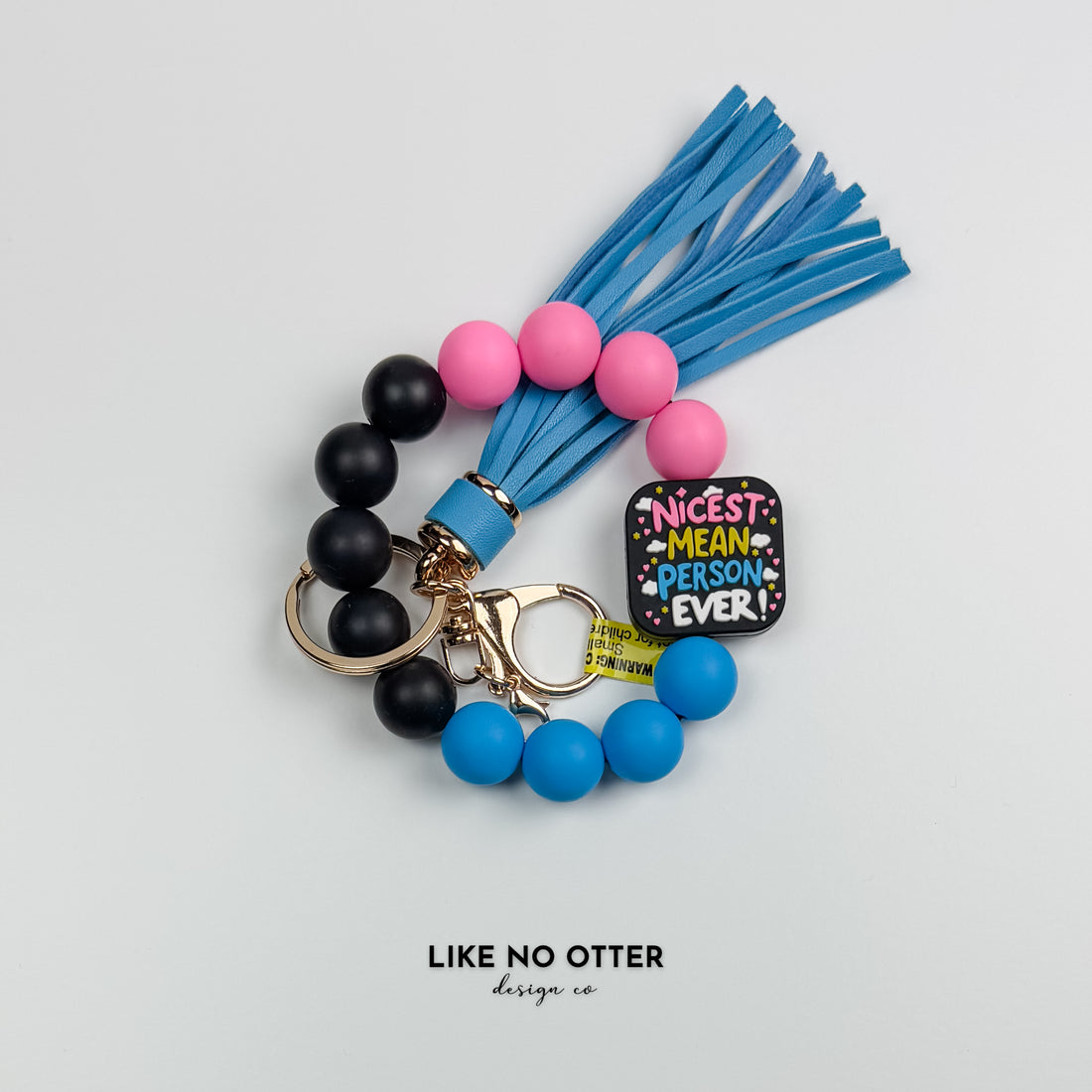 Black & Pink Nicest Mean Person Ever Silicone Wristlet