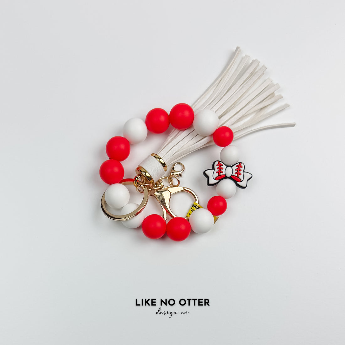 Red & White Baseball Silicone Wristlet