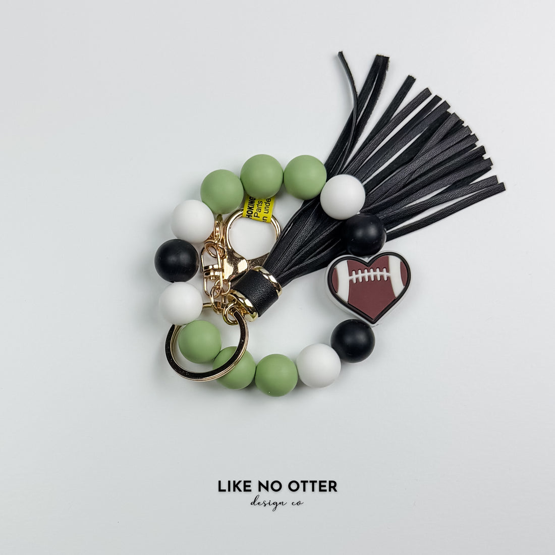 Green & White Football Silicone Wristlet