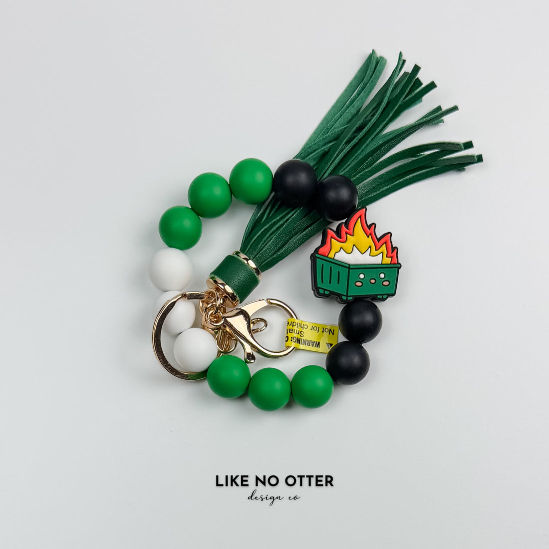 Green & Black Dumpster Fire Silicone Wristlet