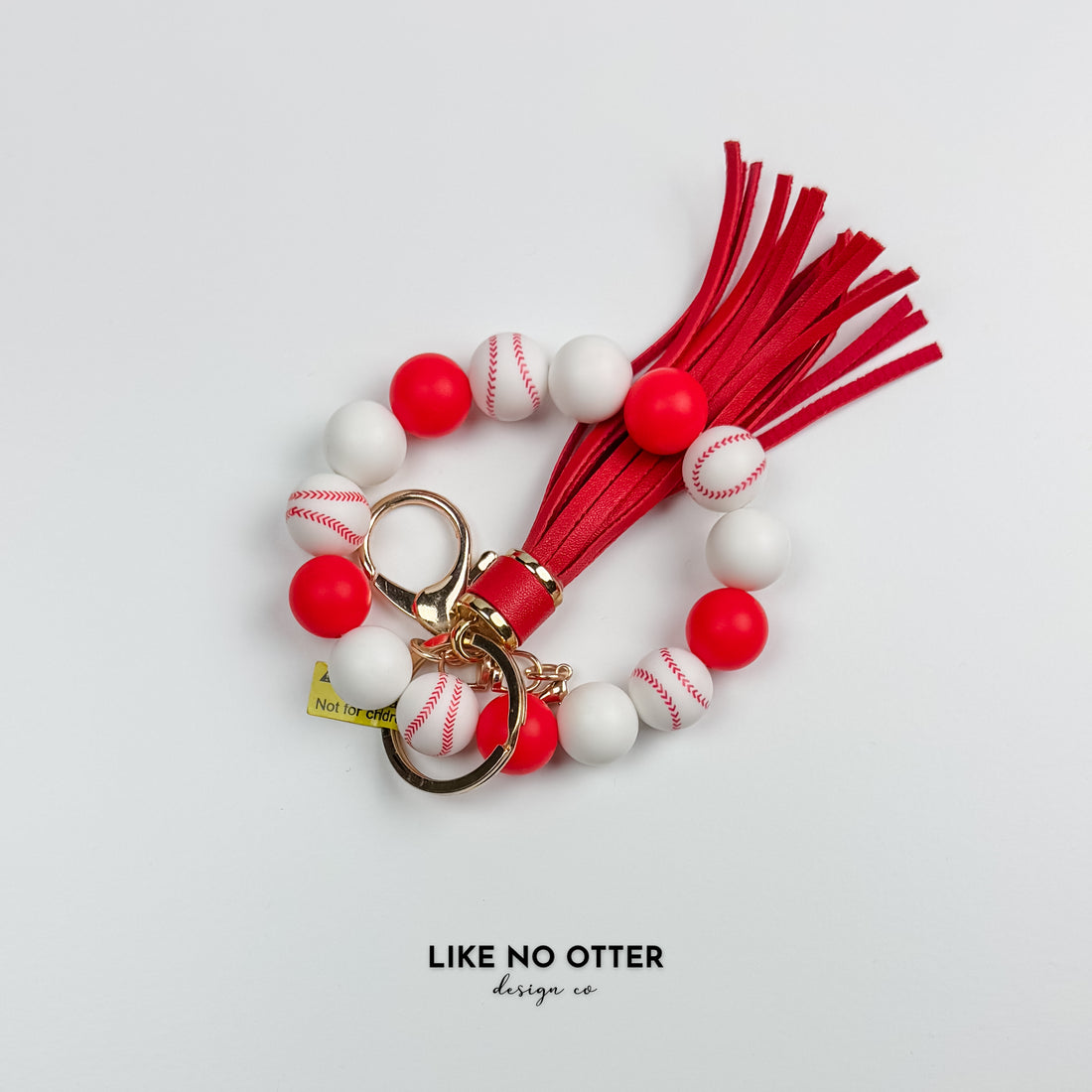White & Red Baseball Silicone Wristlet
