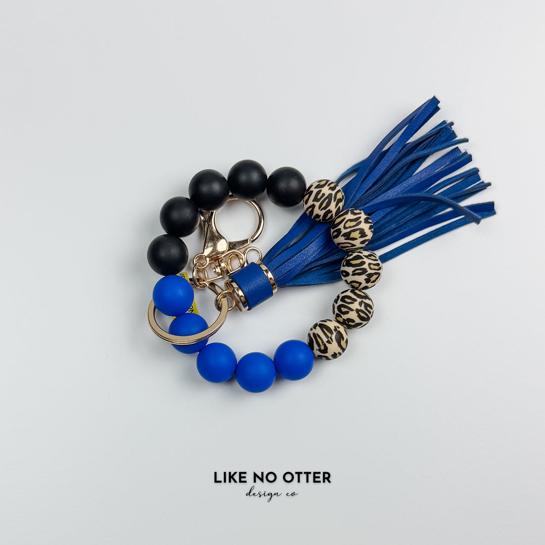Blue & Black Leopard Print Silicone Wristlet