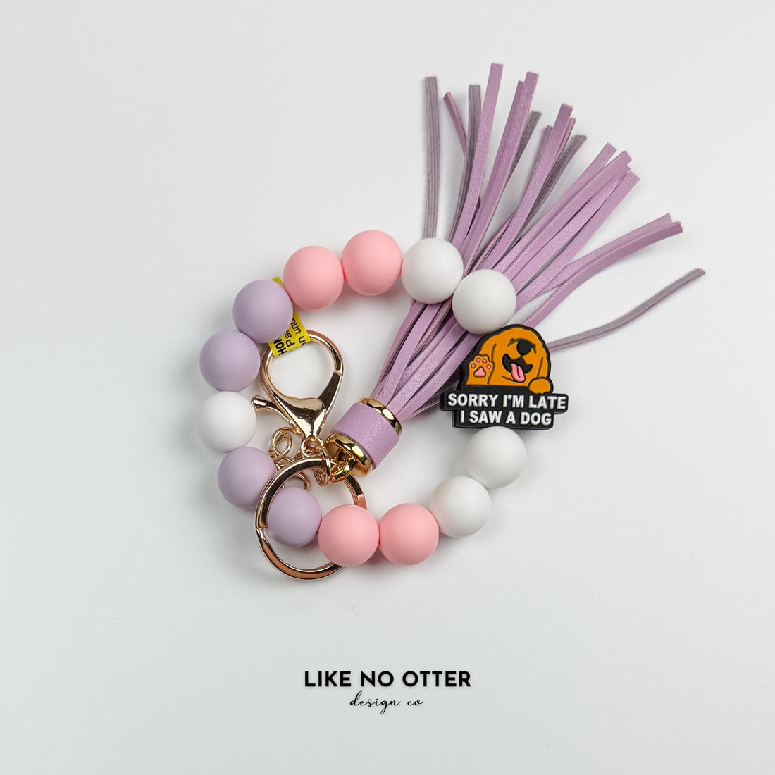 Purple & Pink Sorry I'm late I saw a dog Silicone Wristlet