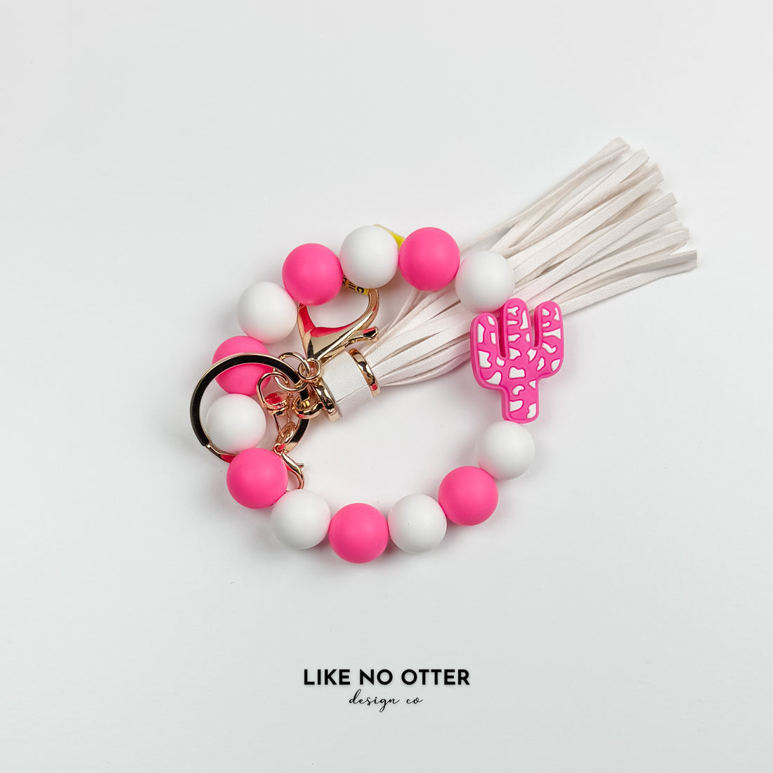 Pink & White Cactus Silicone Wristlet