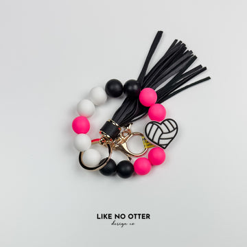 Pink & Black Volleyball Silicone Wristlet