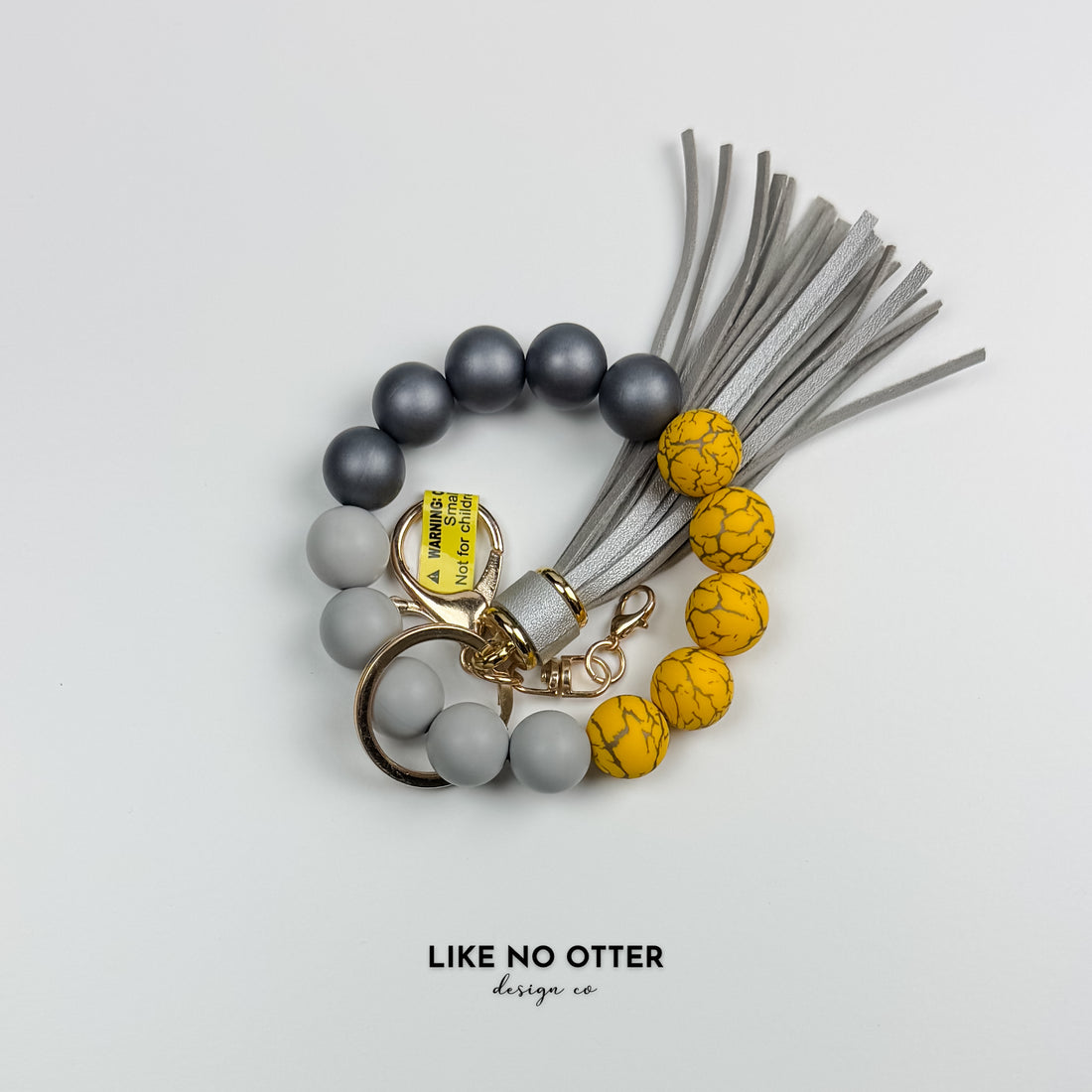 Yellow Crackle & Metallic Grey Silicone Wristlet