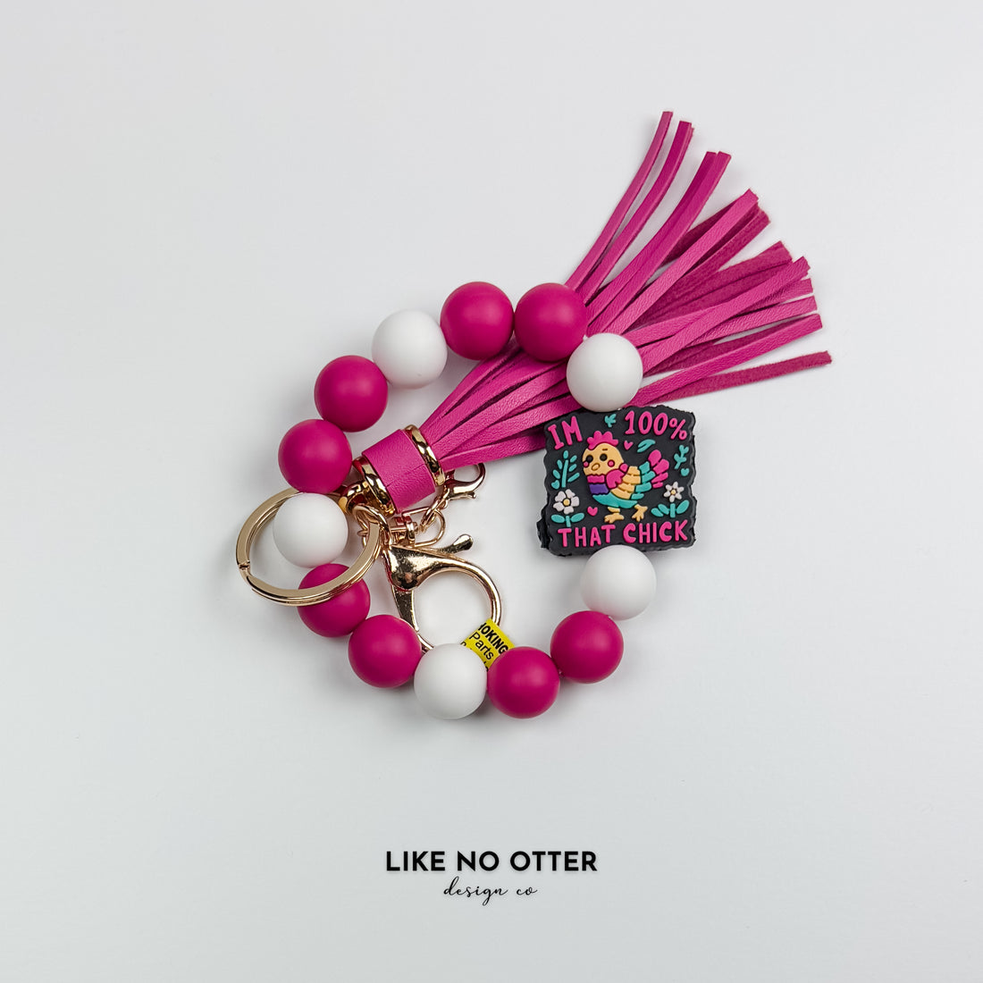 Magenta & White I'm That Chick Silicone Wristlet