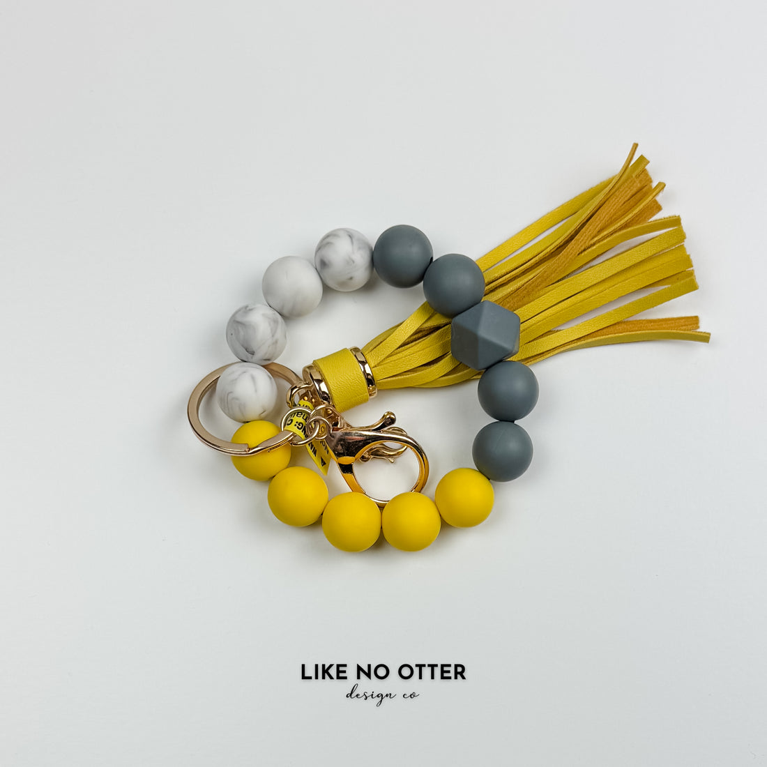 Marble, Yellow & Grey Silicone Wristlet
