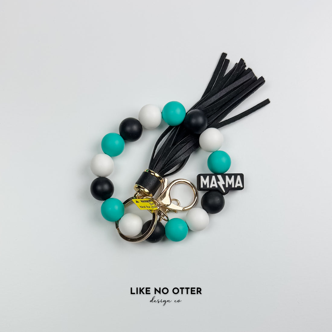 Teal & White MAMA Silicone Wristlet