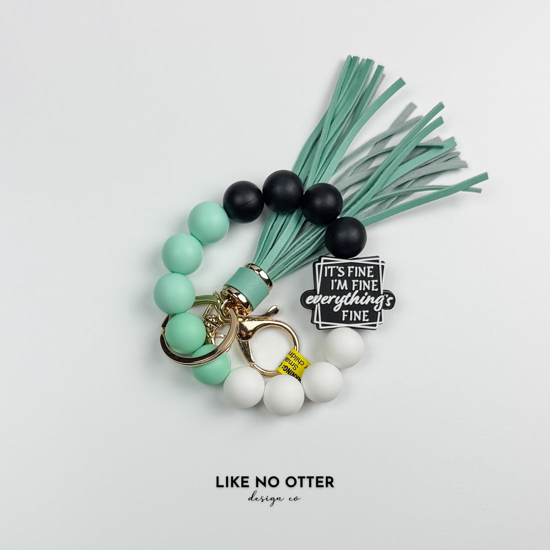 Mint & Black It's Fine I'm Fine Everything's Fine Silicone Wristlet