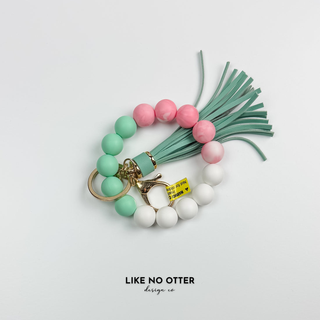 Pink Marble, Mint & White Silicone Wristlet