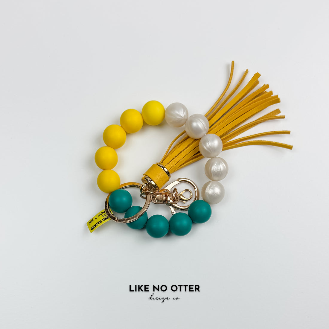 Pearl White, Green & Yellow Silicone Wristlet
