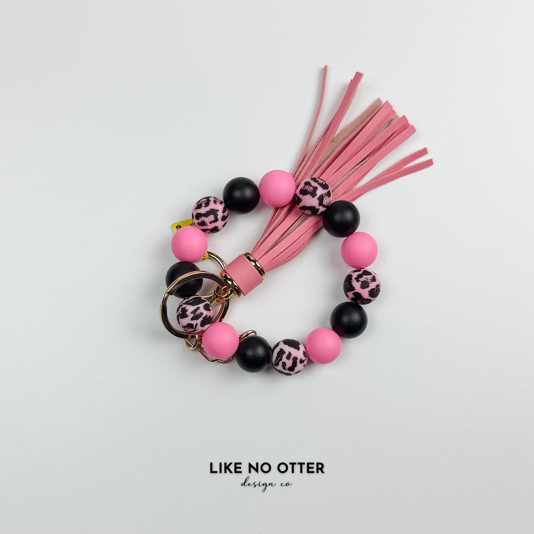 Pink & Black Leopard Print Silicone Wristlet