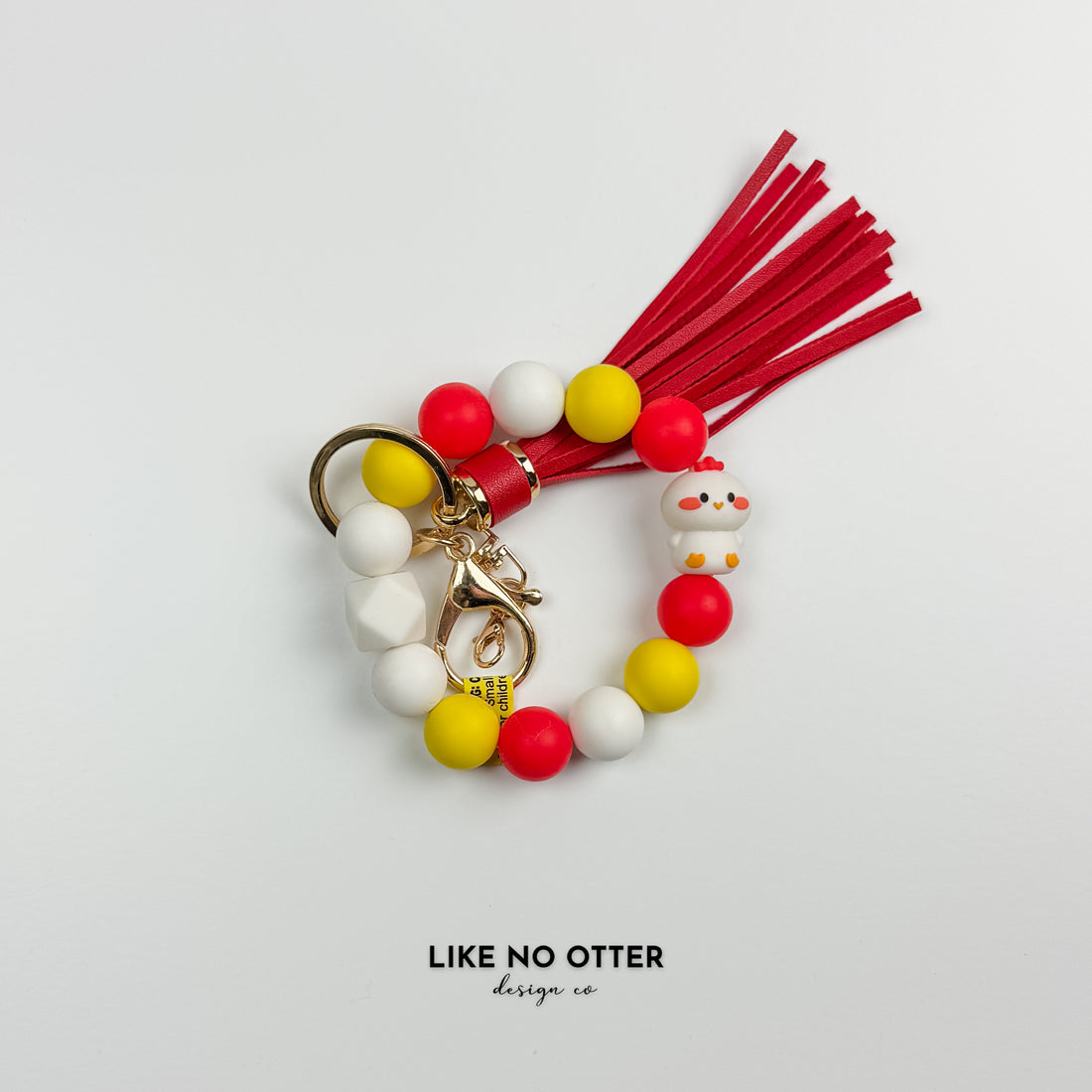White & Red Chick Silicone Wristlet