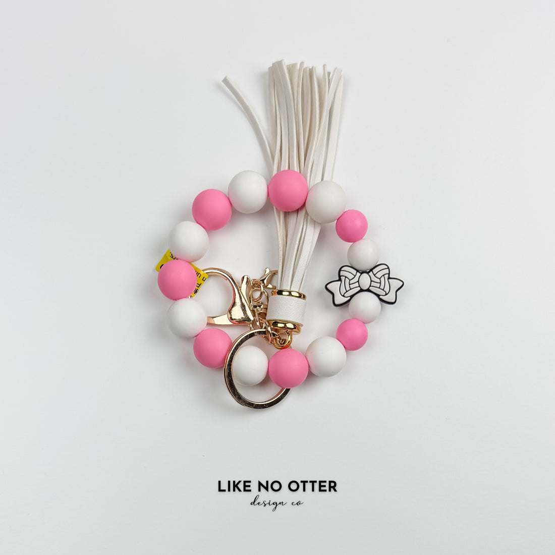 Pink & White Volleyball Silicone Wristlet