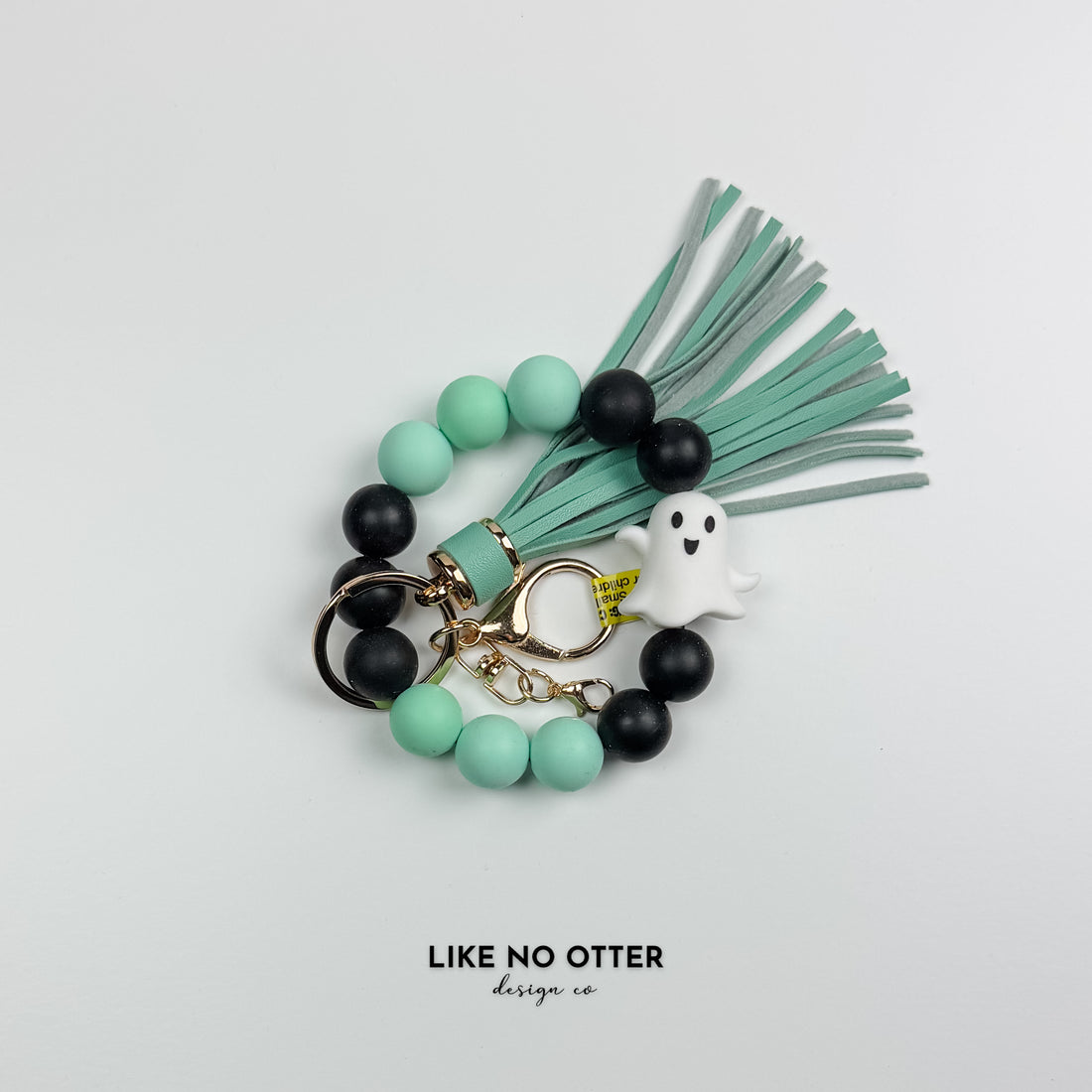 Mint & Black Ghost Silicone Wristlet