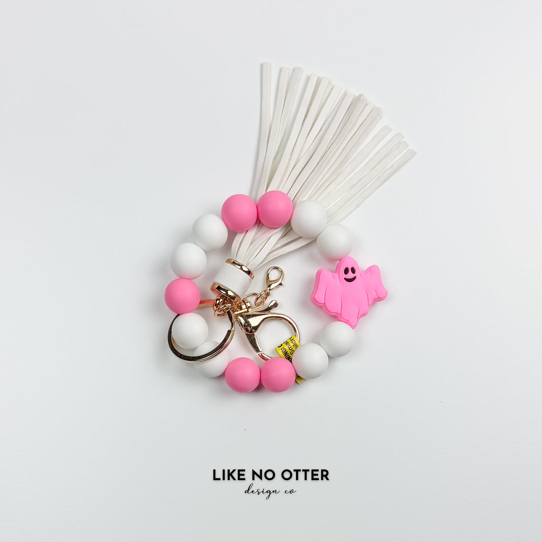 Pink & White Ghost Silicone Wristlet