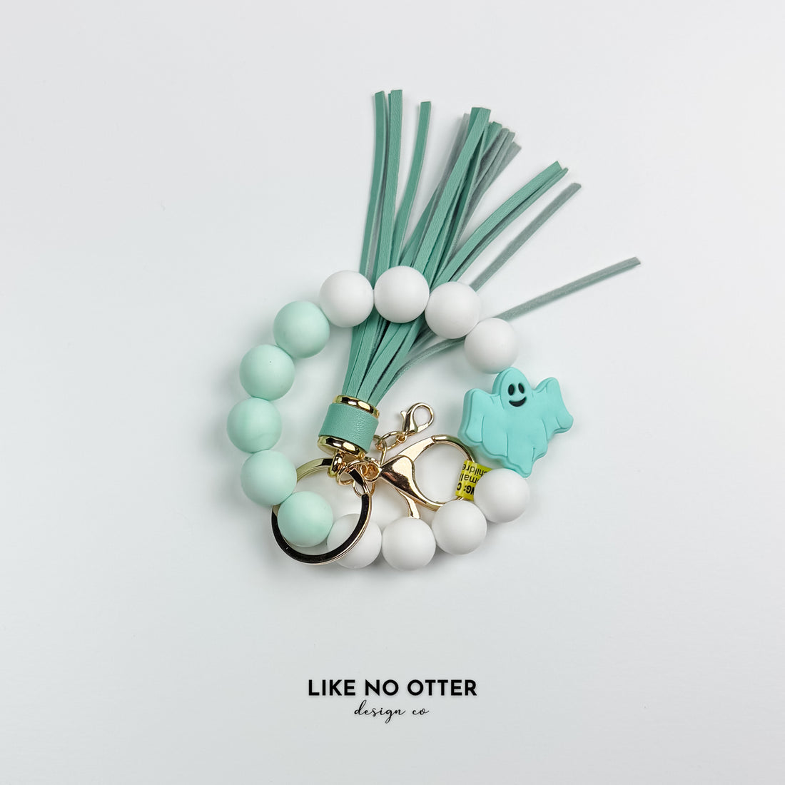 Mint & White Ghost Silicone Wristlet