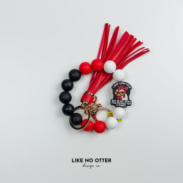 Red & White I may look calm but in my head I've pecked you times Silicone Wristlet
