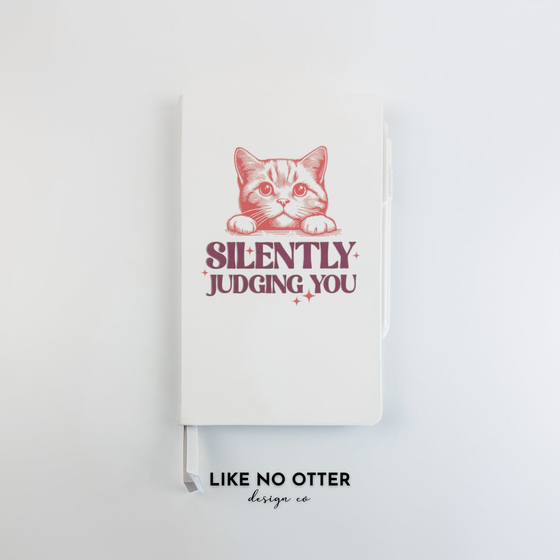 White Silently Judging You Lined Journal