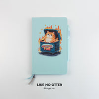 Sky Blue Dumpster Fire Cat Everything's Fine Lined Journal