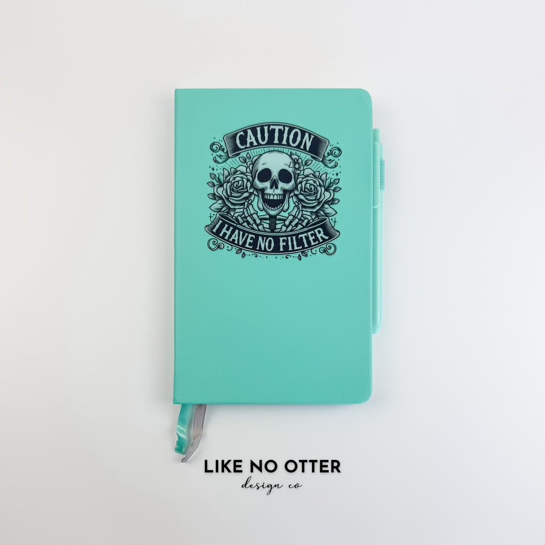 Teal Caution I Have No Filter Lined Journal
